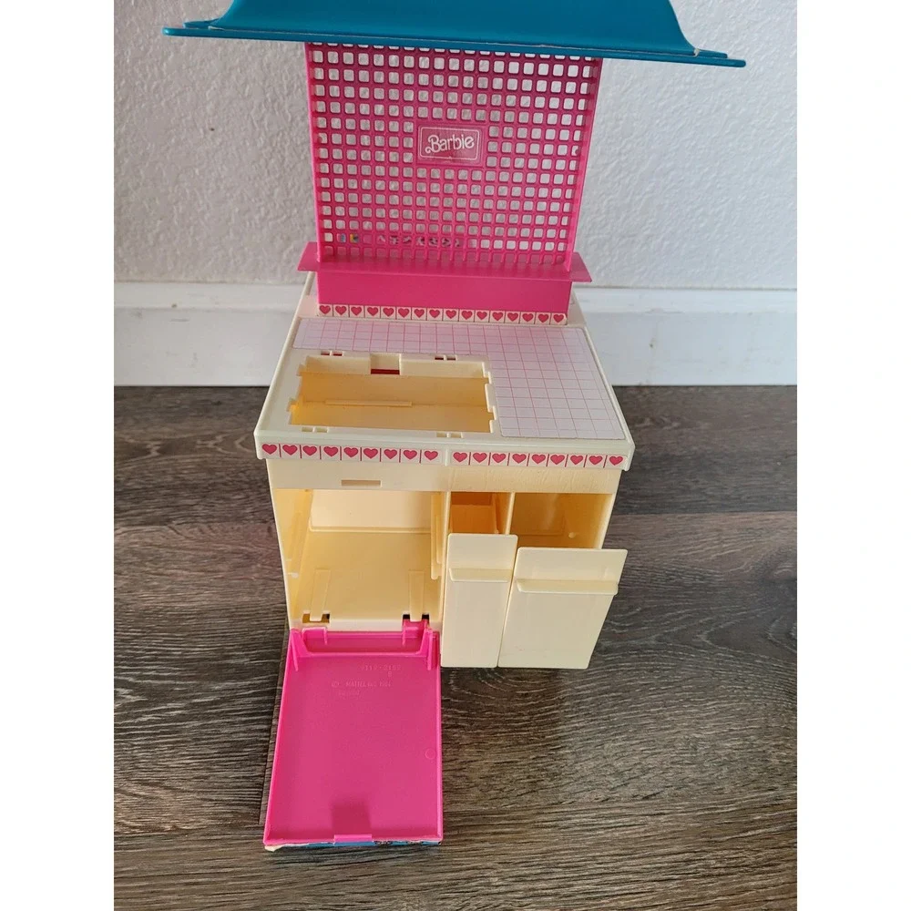 Vintage 1984 Barbie‎ Kitchen Play Mattel 9119-2159 Pink Heart Kitchen Center #5